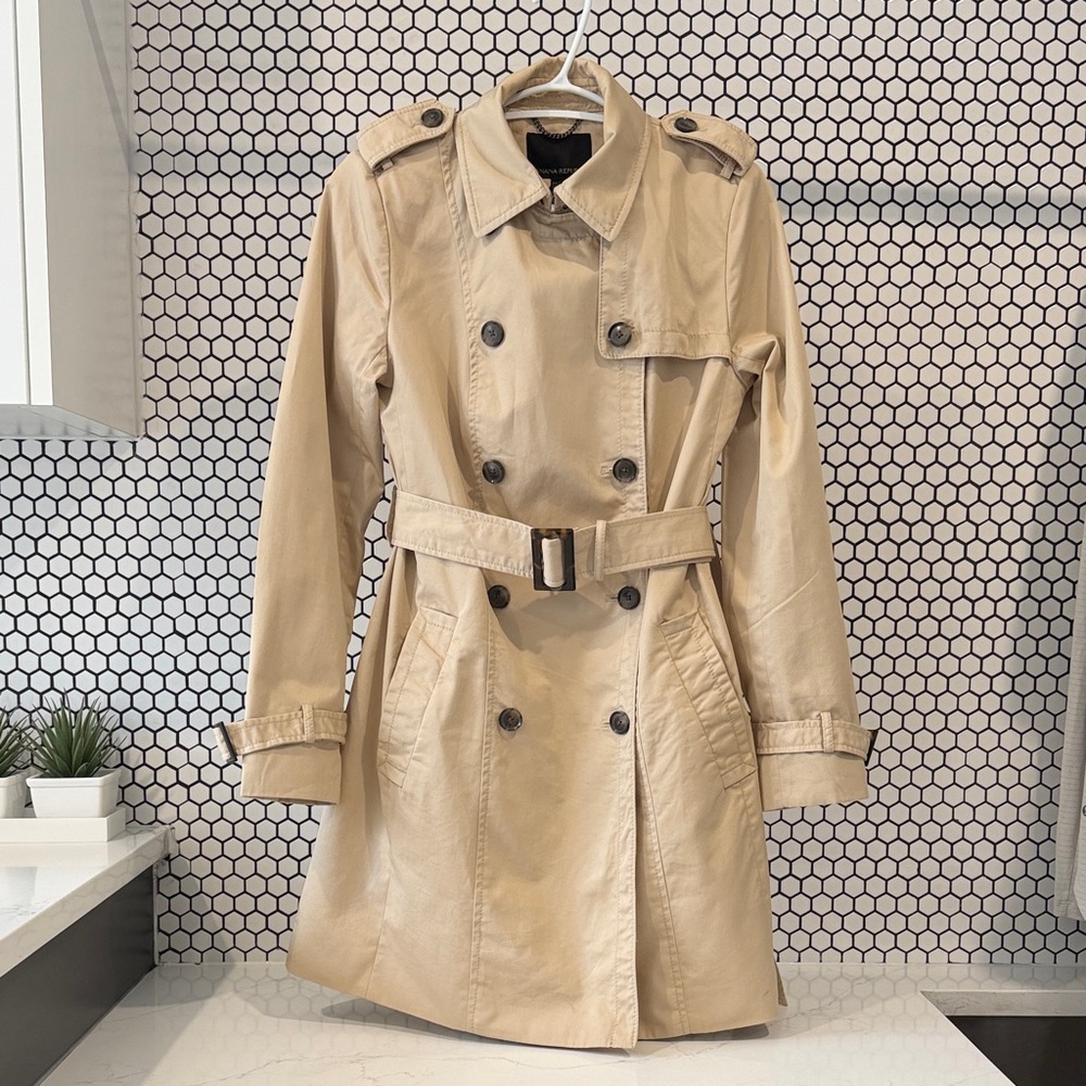 Banana Republic Beige Double-Breasted Trench Coat with Belt